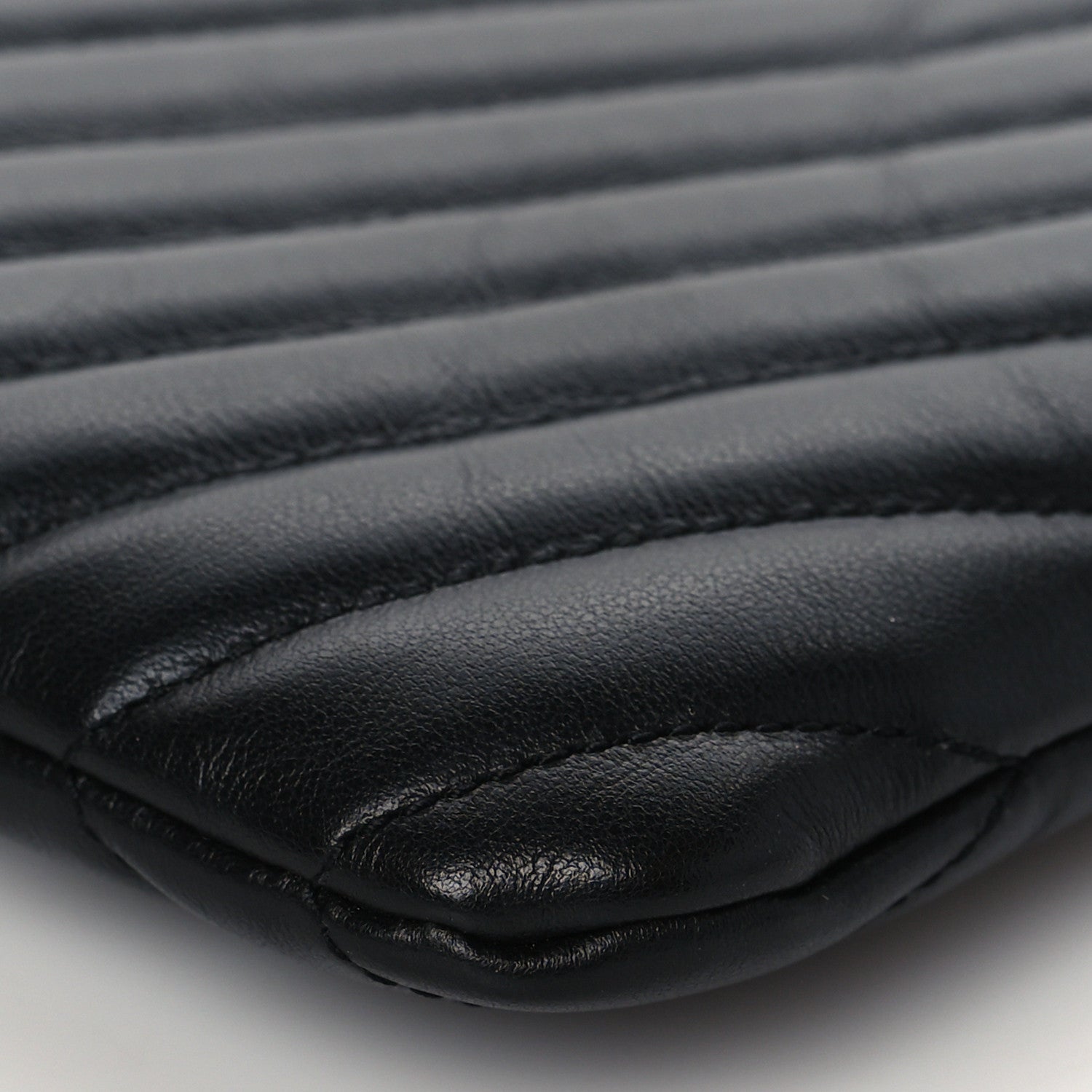 Saint Laurent Calfskin Matelasse Chevron Monogram A5 Wristlet Black 9 of 11