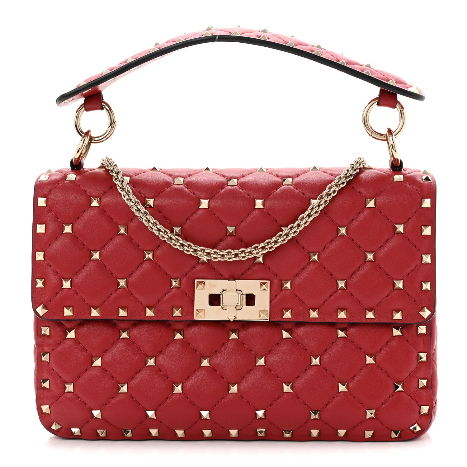 Valentino Garavani Nappa Medium Rockstud Spike Shoulder Bag Rosso Valentino 1 of 9