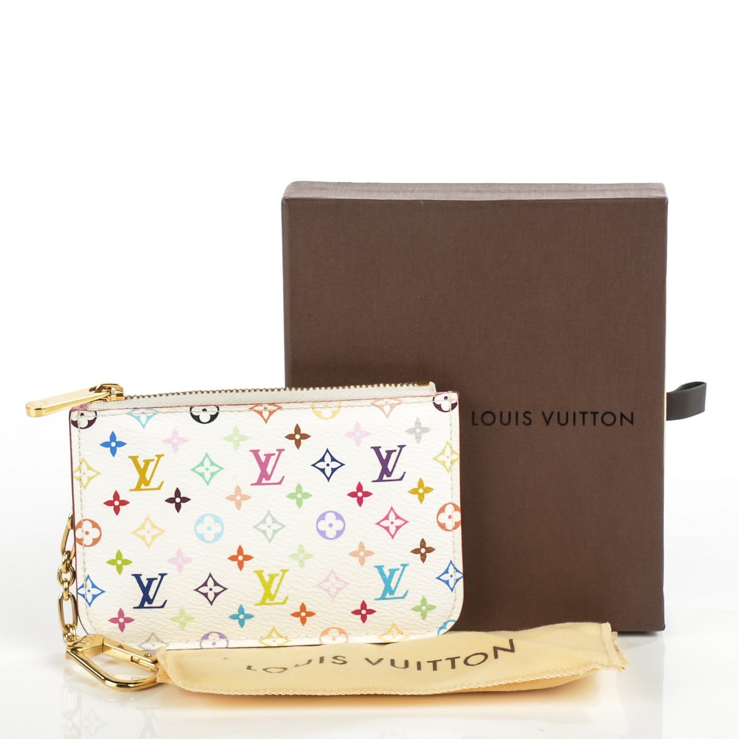 Louis Vuitton Monogram Multicolor Key Pouch White Litchi 5 of 8