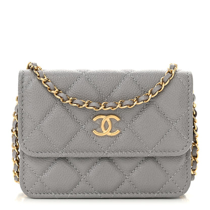 Chanel Caviar Quilted Miss Coco Clutch With Chain Grey 1 of 12