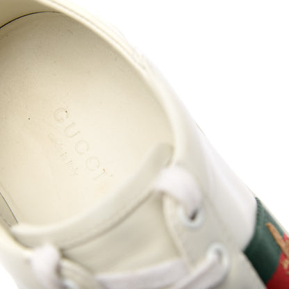 Gucci Calfskin Web Bee Embroidered Womens Ace Sneakers 37 White Green 8 of 10