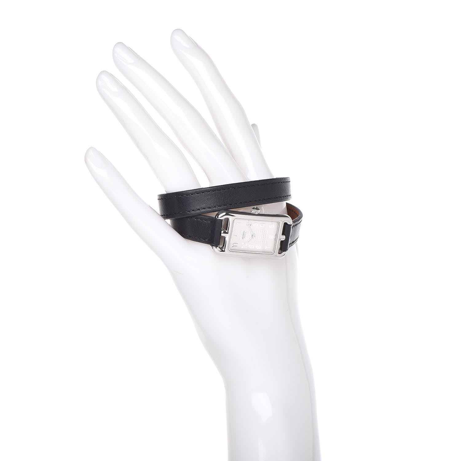 Hermes Stainless Steel Barenia 20mm Nantucket Double Tour Quartz Watch Noir 2 of 14
