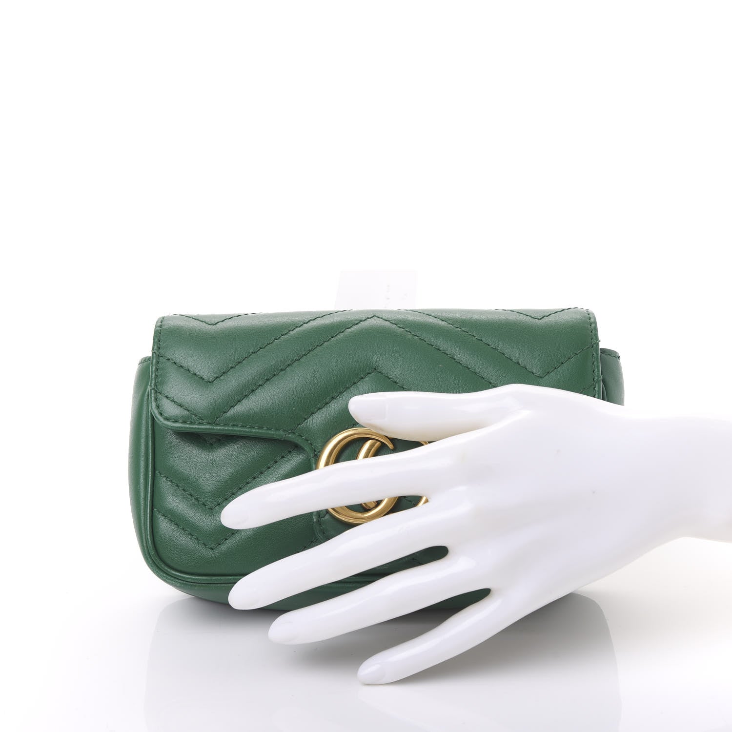 Gucci Calfskin Matelasse Super Mini GG Marmont Shoulder Bag Emerald Green 2 of 11