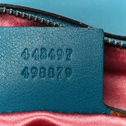 Gucci Velvet Matelasse Small GG Marmont Shoulder Bag Pavone Cyan 7 of 11