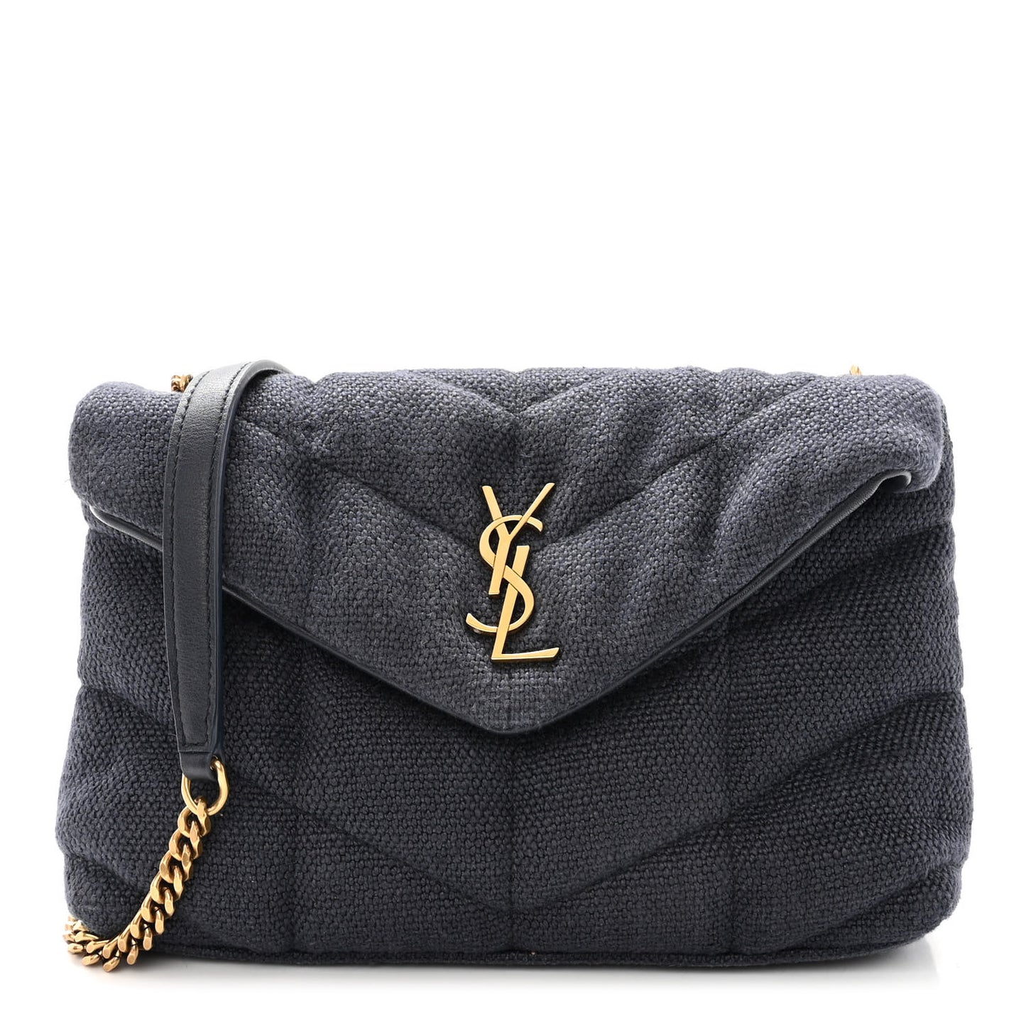 Canvas Quilted Toy Loulou Puffer Monogram Chain Satchel Deep Marine