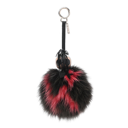 Fendi Fox Fur Shiny Nappa Bi-Color Super Karlito Pom Pom Bag Charm Moro Rosso Chiaro 1 of 5