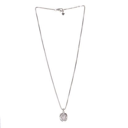 David Yurman Sterling Silver Diamond 10mm Labyrinth Pendant Necklace 2 of 5