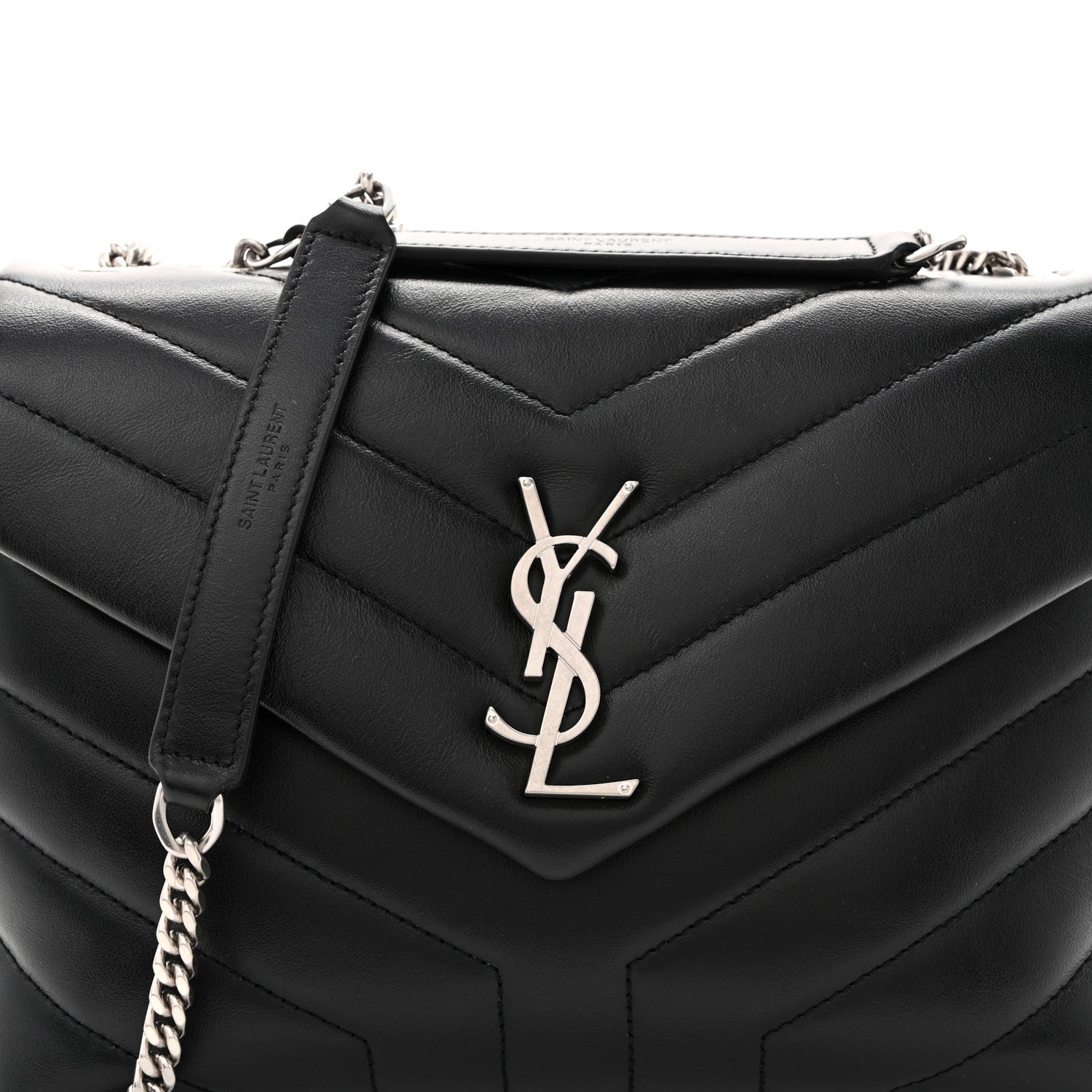 Saint Laurent Calfskin Y Quilted Monogram Small Loulou Chain Satchel Black 8 of 11