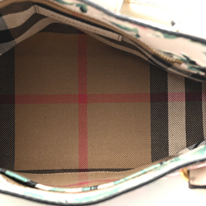 Burberry Soft Grain Calfskin Floral Print Medium Buckle Tote Natural Emerald Green 5 of 13