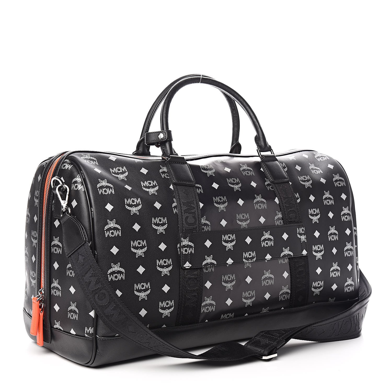 MCM Visetos Reflective Nylon Traveler Weekender Bag Black 3 of 11