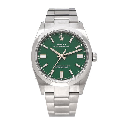 Rolex Stainless Steel 36mm Oyster Perpetual Watch Green 126000 1 of 5