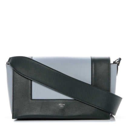 Celine Shiny Smooth Calfskin Medium Frame Shoulder Bag Black Dark Green Mineral 1 of 6