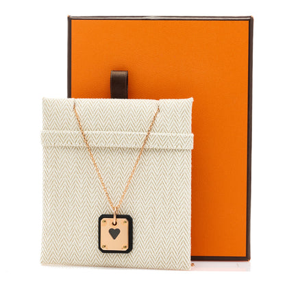 Hermes Rose Gold Plated Swift As De Coeur Necklace Black 7 of 7