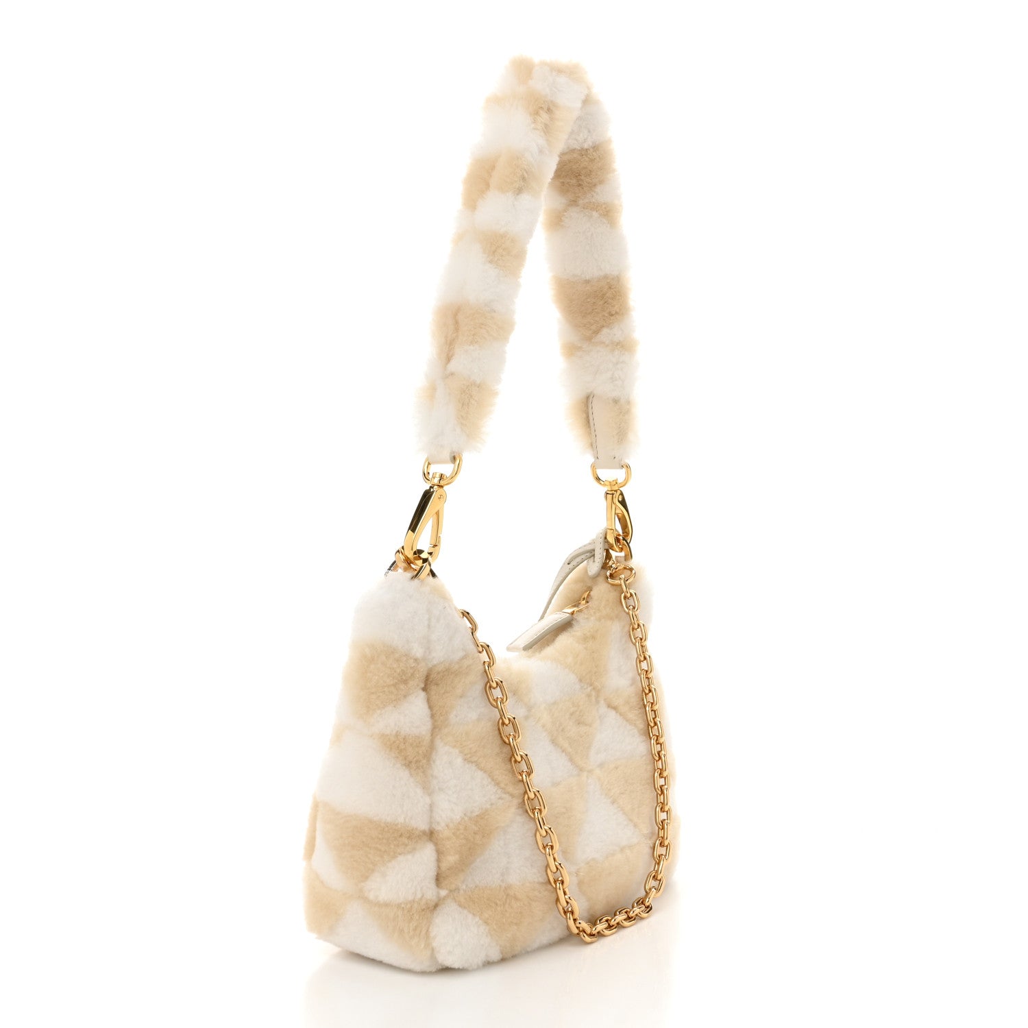 Prada Montone Shearling Nappa Mini Re-Edition Shoulder Bag Ecru Bianco 3 of 9
