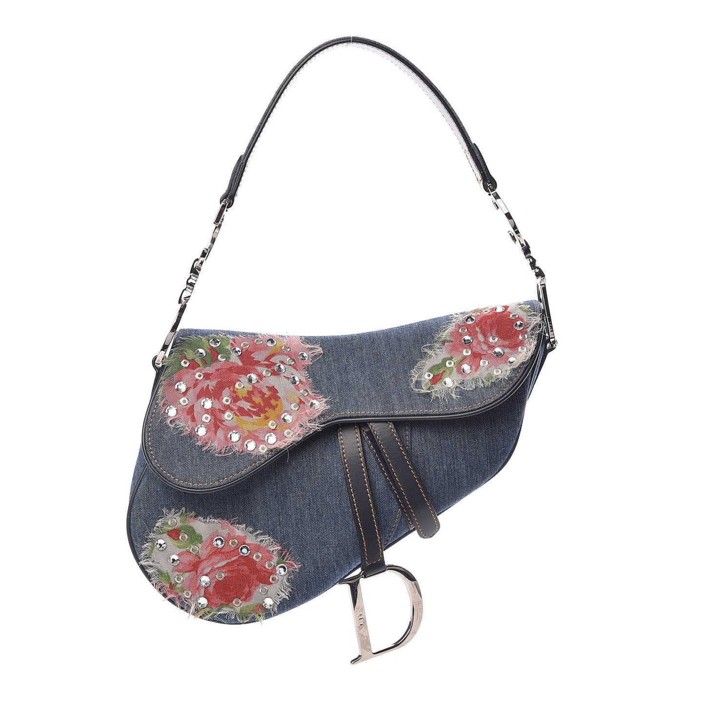 Denim Embroidered Saddle Bag Blue Multi