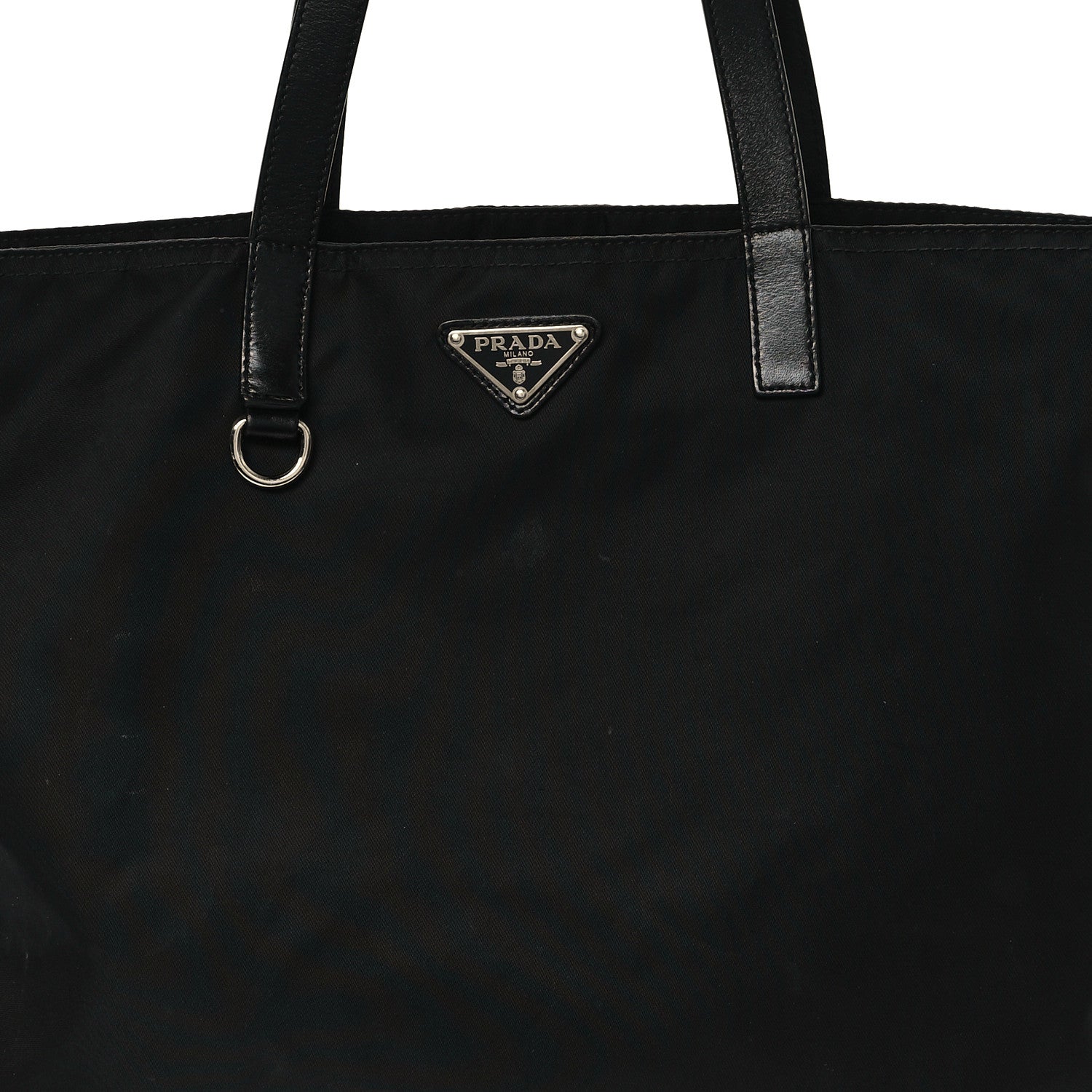 Prada Tessuto Nylon Soft Calfskin Tote Black 7 of 11