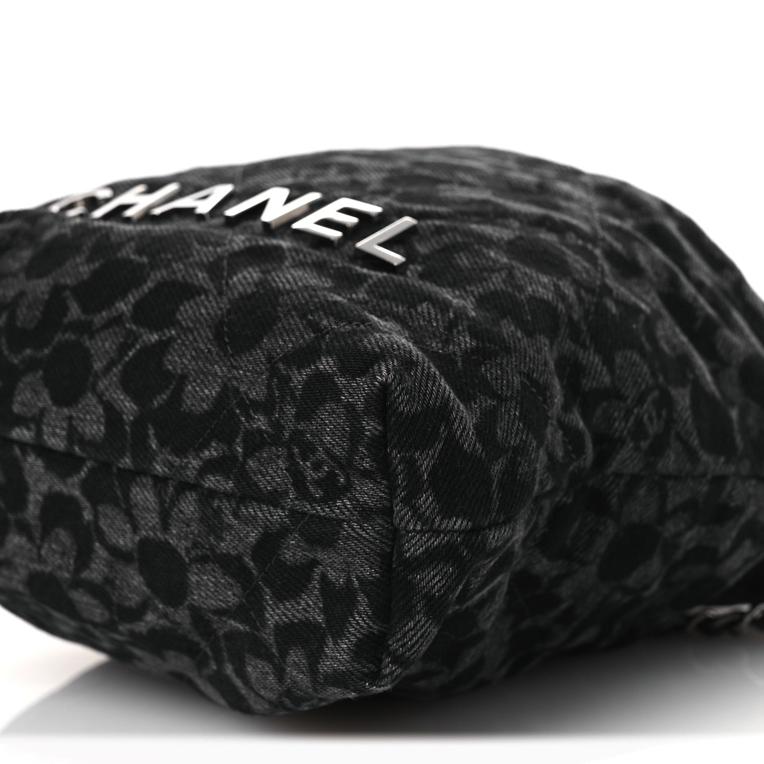 Chanel Denim Quilted Floral Print Mini Chanel 22 Black Grey 9 of 10