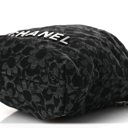 Chanel Denim Quilted Floral Print Mini Chanel 22 Black Grey 9 of 10