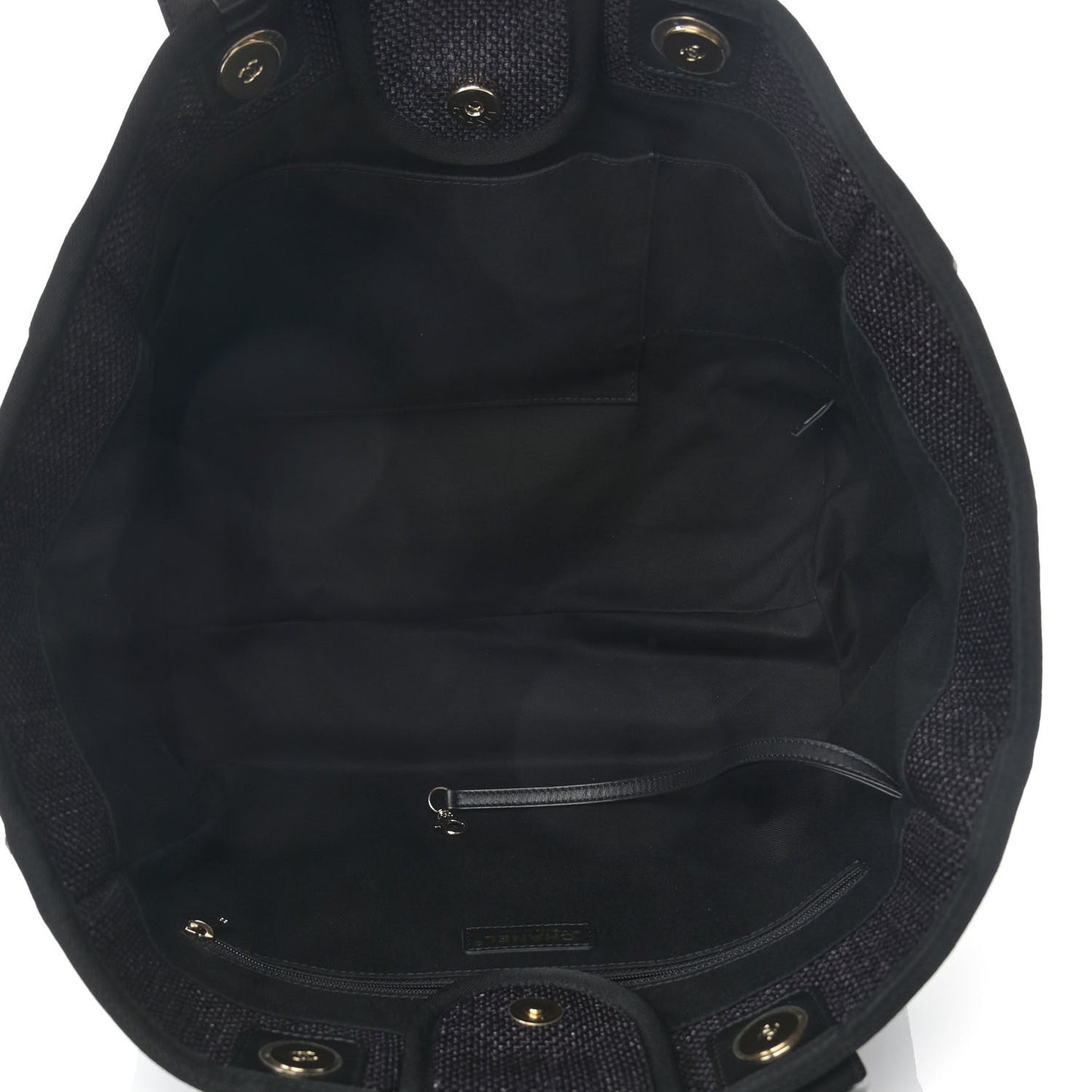 Woven Straw Raffia Medium Deauville Tote Black
