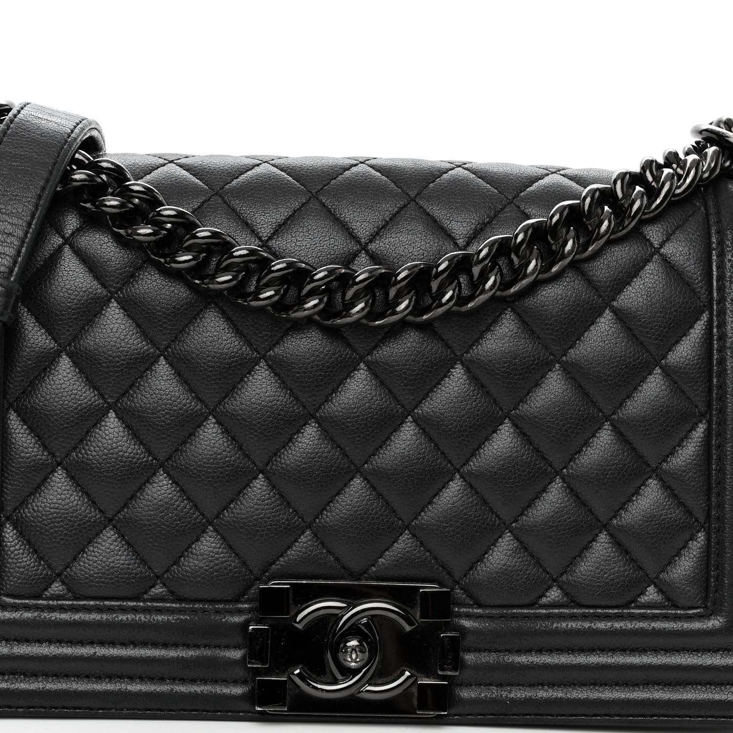 Chanel Calfskin Quilted Medium Boy Flap So Black 8 of 14