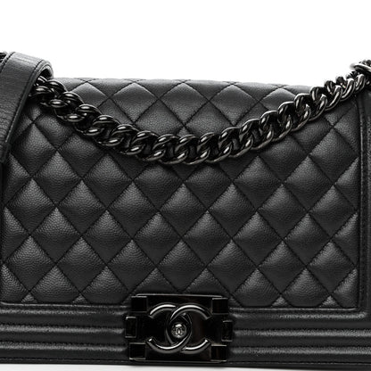 Chanel Calfskin Quilted Medium Boy Flap So Black 8 of 14