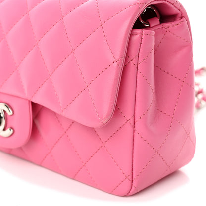 Chanel Lambskin Quilted Mini Rectangular Flap Pink 14 of 17