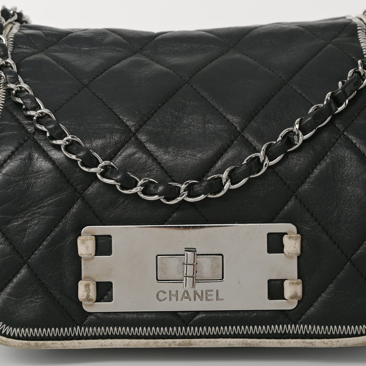 Lambskin Quilted East West Accordion Flap Black