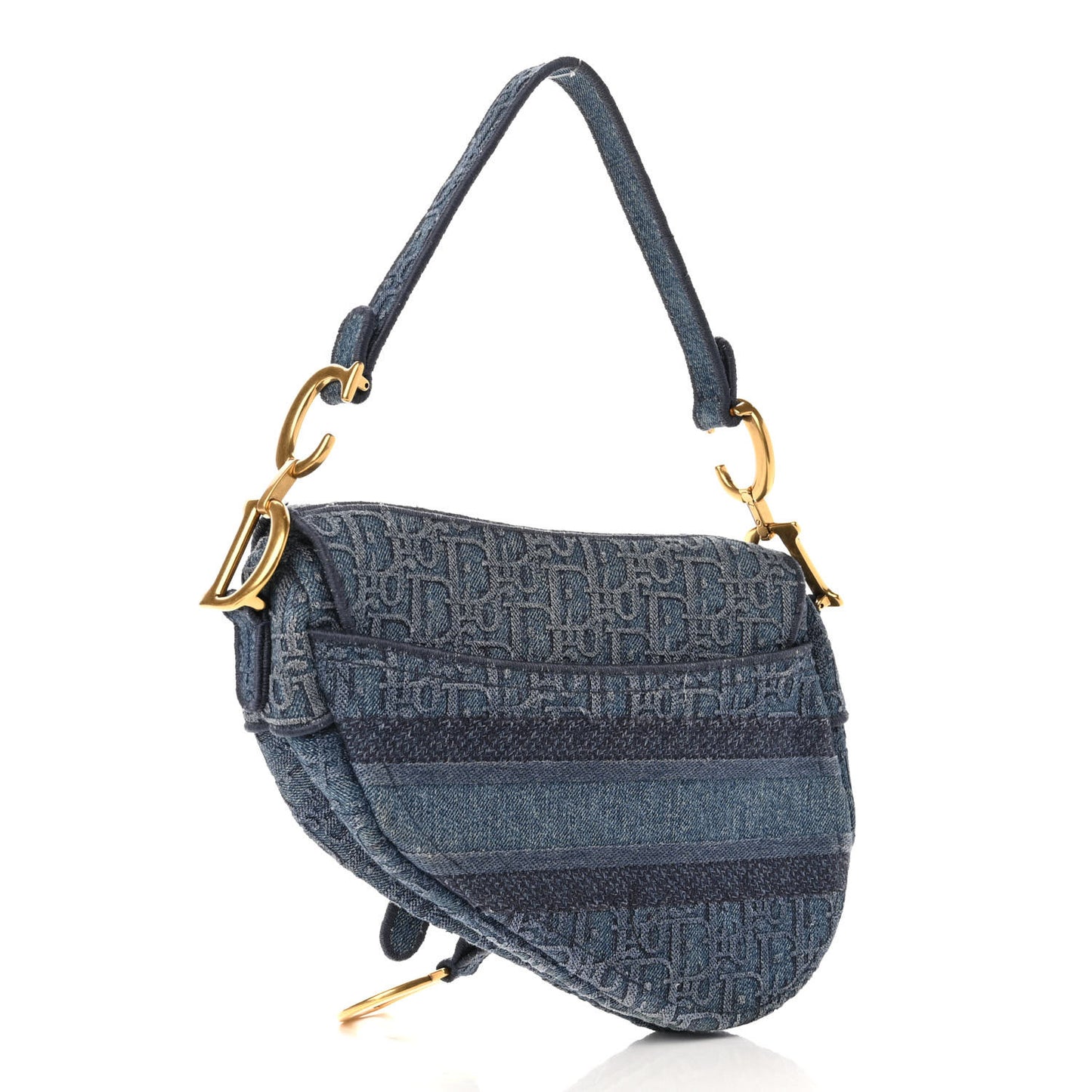 Oblique Embroidered Saddle Bag Denim Blue