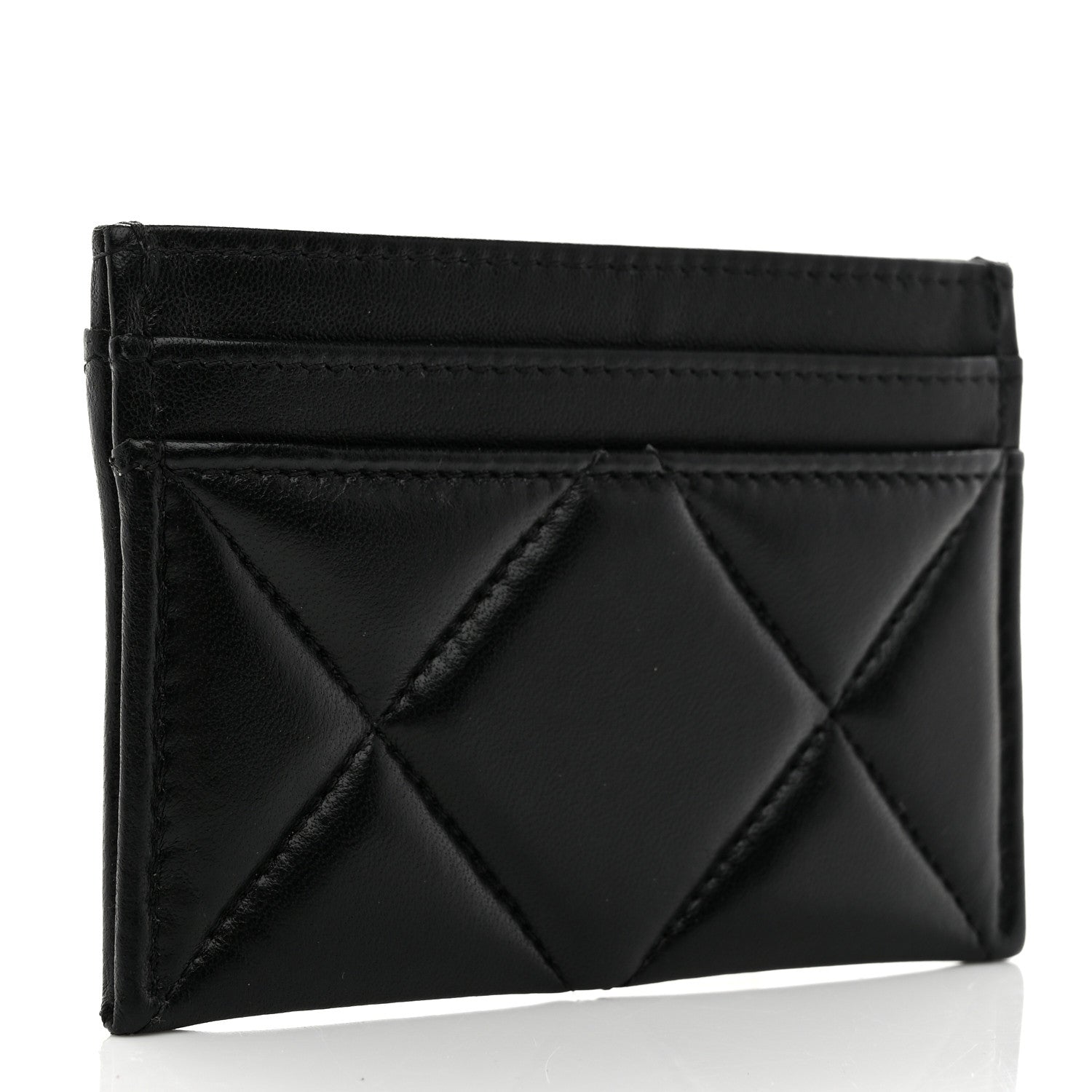 Chanel Lambskin Quilted Chanel 19 Card Holder Black 3 of 9