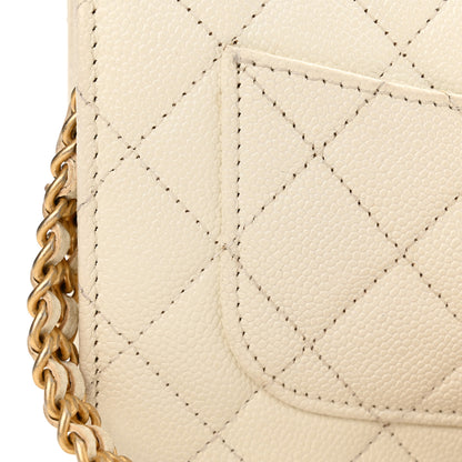 Chanel Shiny Caviar Quilted Chain Melody Wallet on Chain WOC White 13 of 14