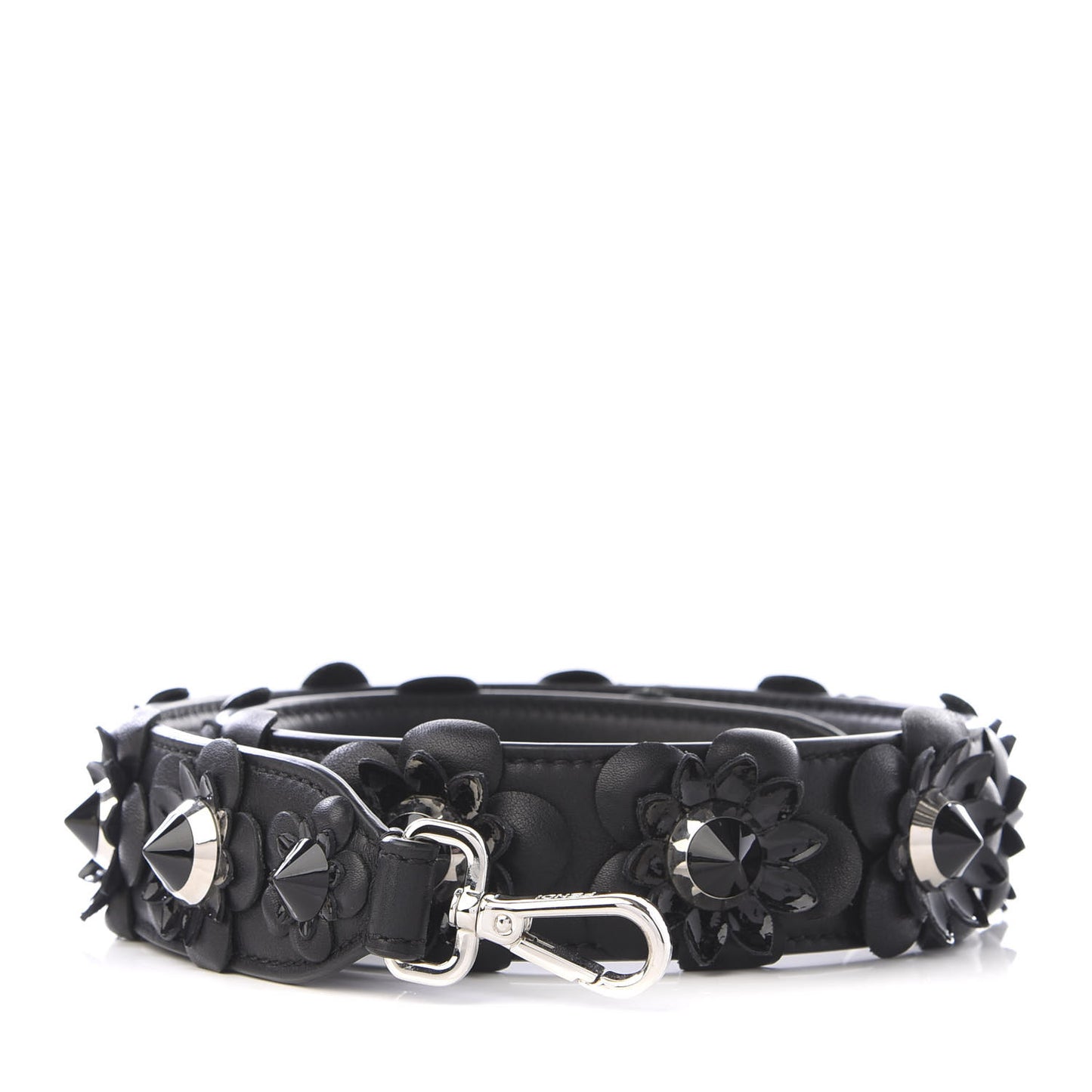 Vitello Dolce Nappa Patent Flowerland Studded Strap You Black