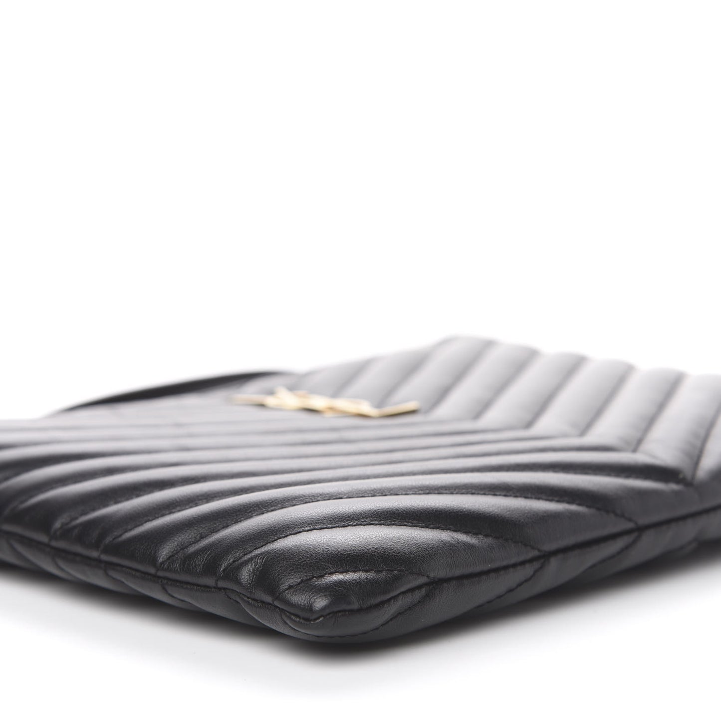 Calfskin Matelasse Chevron Monogram A5 Wristlet Black