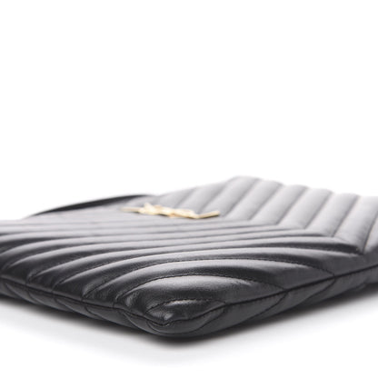 Saint Laurent Calfskin Matelasse Chevron Monogram A5 Wristlet Black 9 of 12