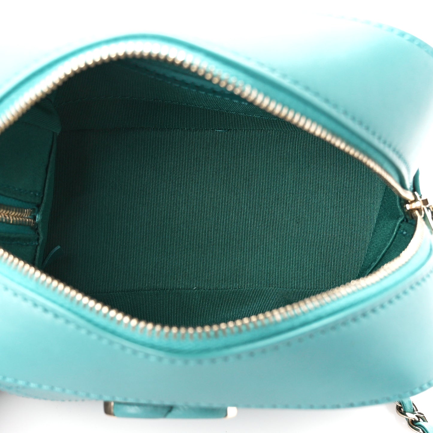 Calfskin Stitched Enamel CC Camera Case Bag Green