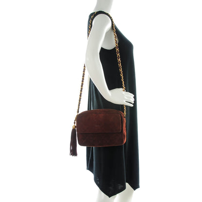 Chanel Suede Quilted CC Tassel Camera Case Brown 2 of 8
