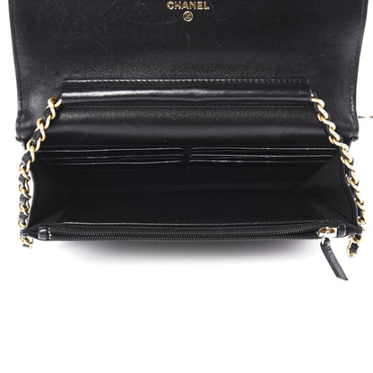 Chanel Lambskin Quilted Boy Wallet On Chain WOC Black 5 of 13