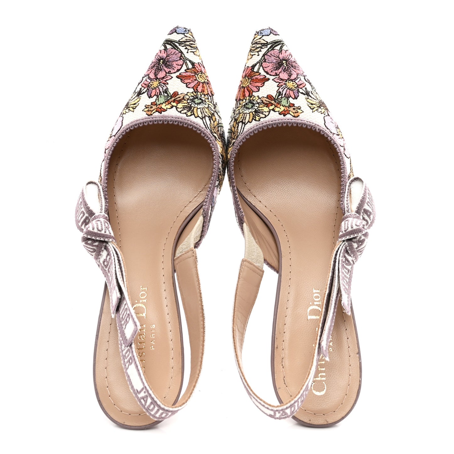 Canvas Embroidered 4 Saisons Embroidered J'Adior Slingback Pumps 37.5 Lilac Multicolor