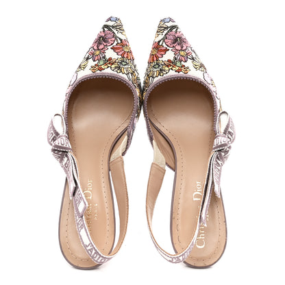 Christian Dior Canvas Embroidered 4 Saisons Embroidered J'Adior Slingback Pumps 37.5 Lilac Multicolor 2 of 9