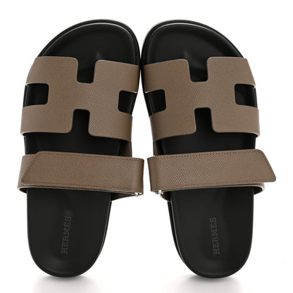 Hermes Epsom Womens Chypre Sandals 36.5 Etoupe 2 of 10