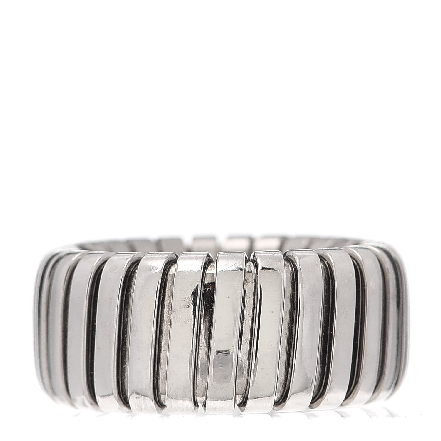 Bulgari 18K White Gold Tubogas Band Ring 52 6 3 of 5