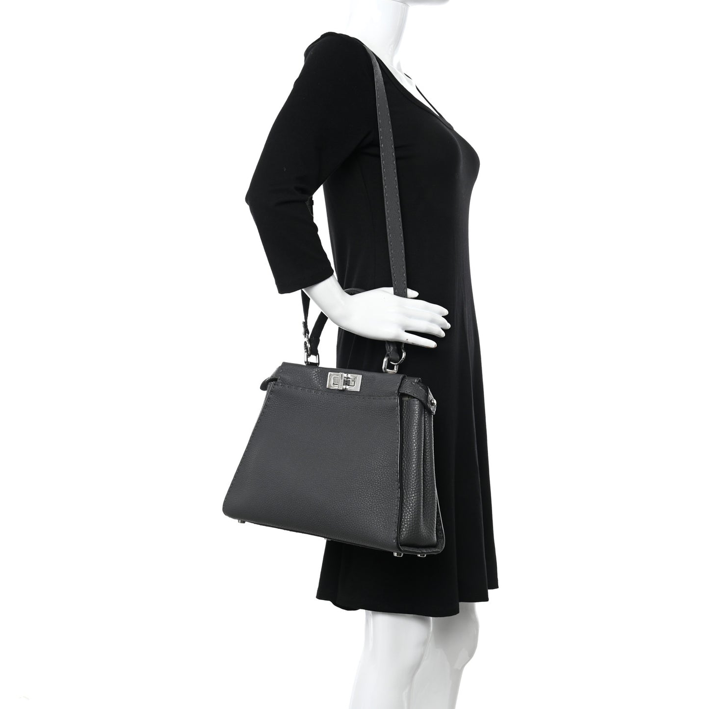 Cuoio Romano Selleria Bi-Color Medium Peekaboo Iconic Satchel Asfalto Latte