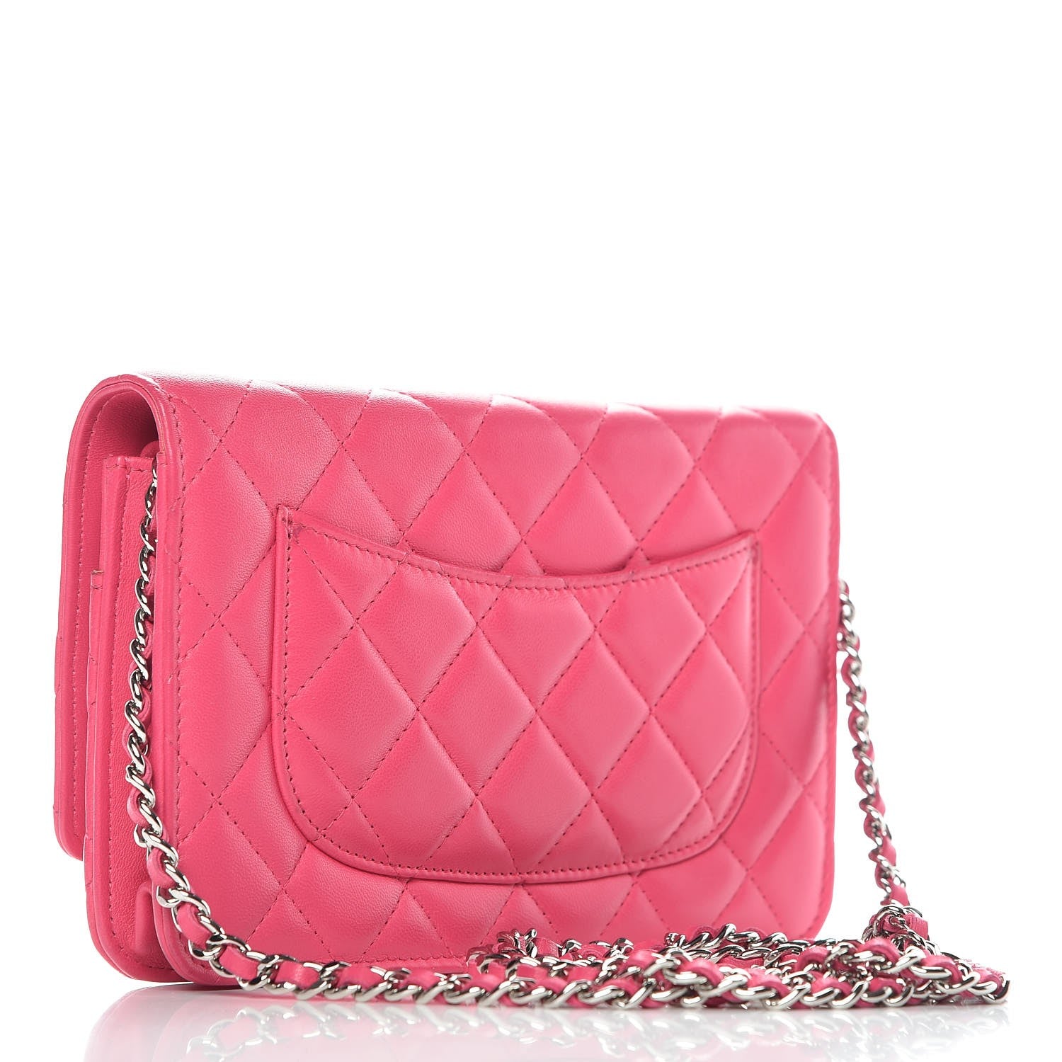 Chanel Lambskin Quilted Wallet On Chain WOC Pink 3 of 9