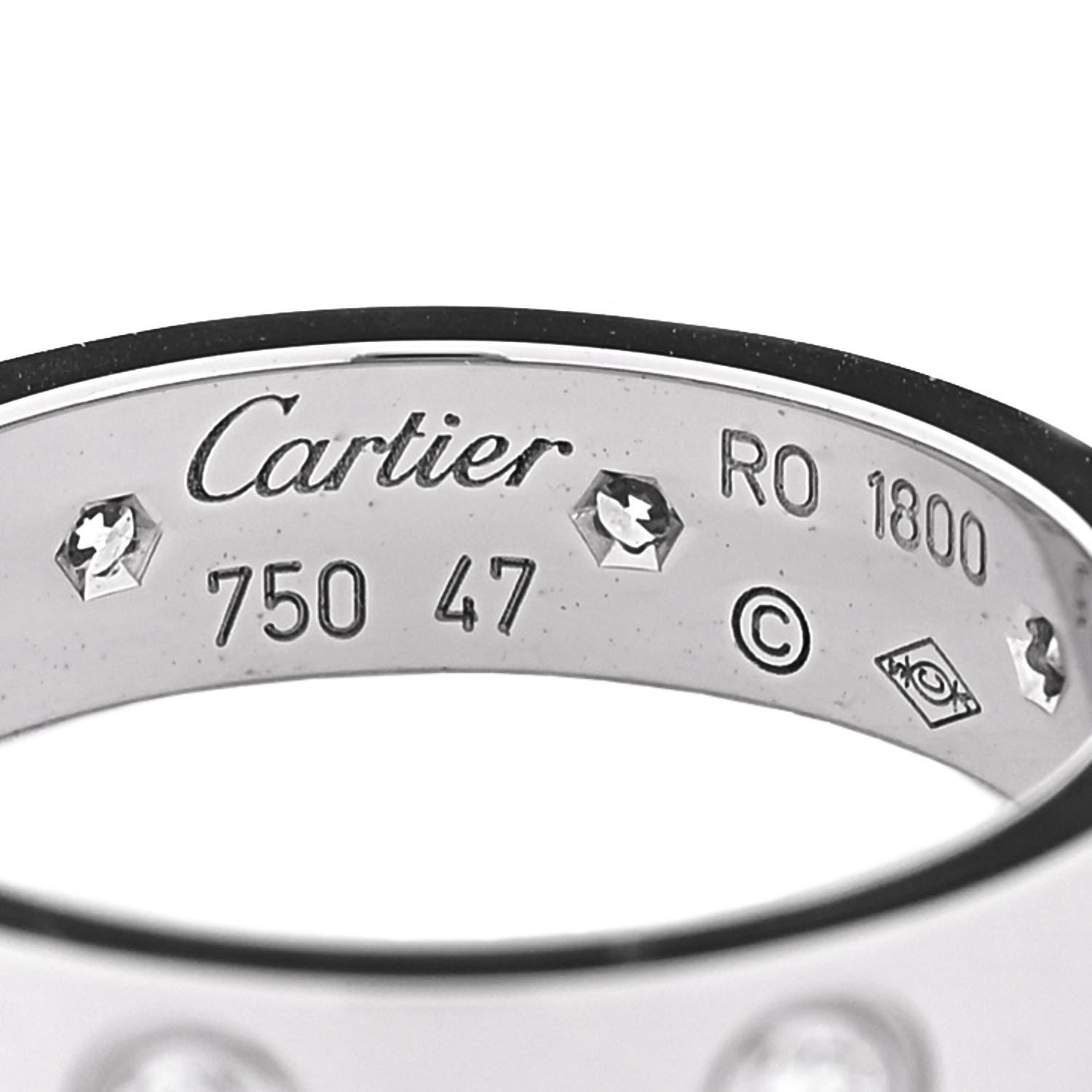 Cartier 18K White Gold 8 Diamond 4mm Wedding Band LOVE Ring 47 4 4 of 4