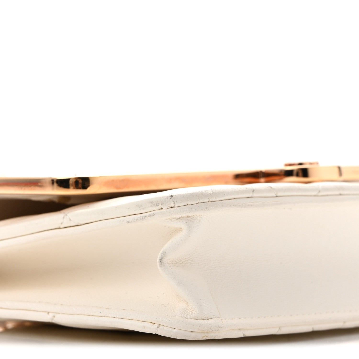 Chanel Lambskin Quilted Frame Wallet On Chain WOC White 10 of 18