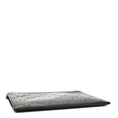 Gucci Calfskin GG Tennis Embossed Wristlet Pouch Black 4 of 8