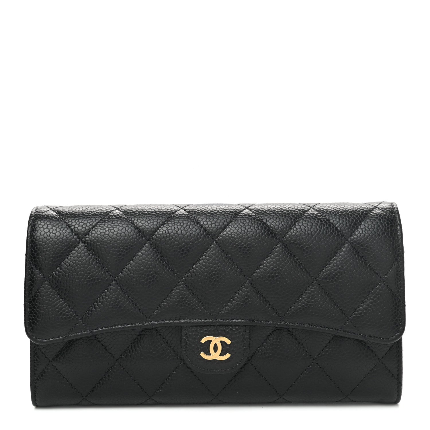 Chanel Caviar Quilted Large Gusset Flap Wallet Black 1 of 8