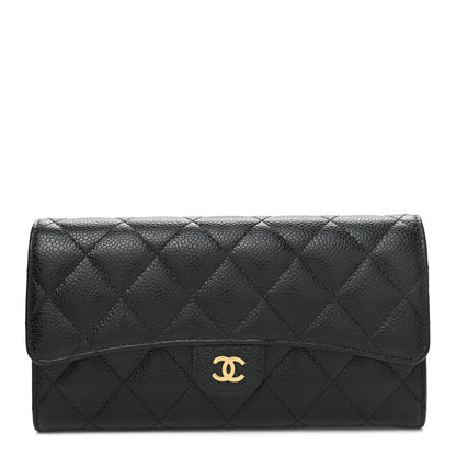 Chanel Caviar Quilted Large Gusset Flap Wallet Black 1 of 8