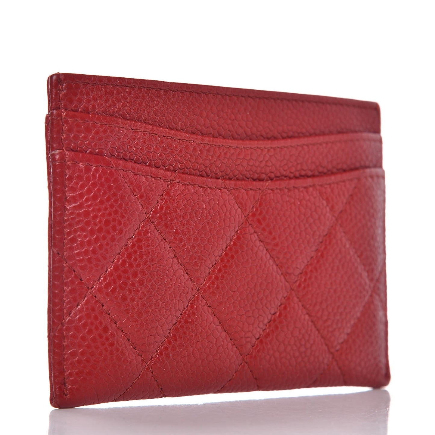 Caviar Quilted Card Holder Red