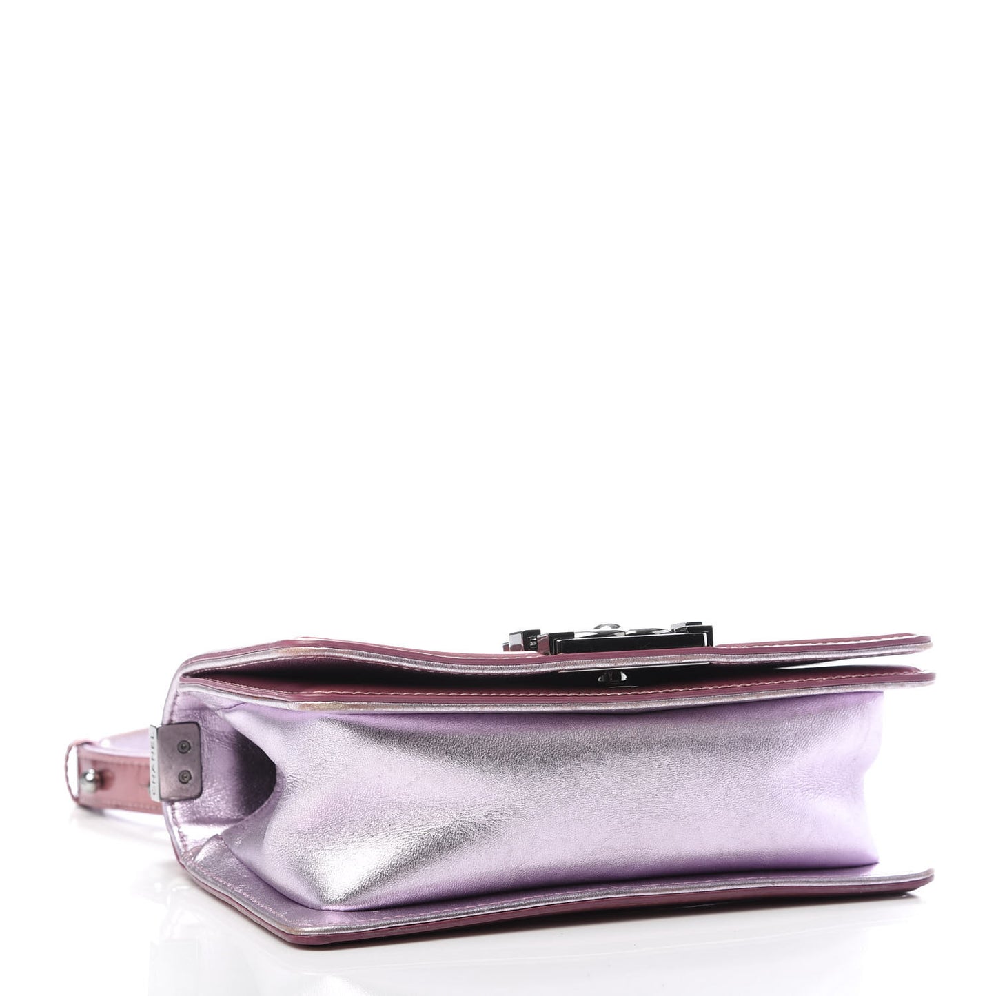 Metallic Patent Calfskin Quilted Small Boy Flap Pink