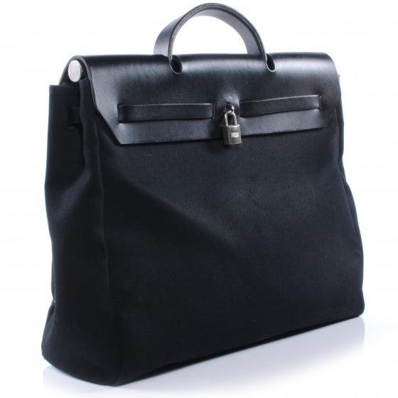 Hermes Toile Vache Calfskin Herbag 39 MM Black 3 of 8